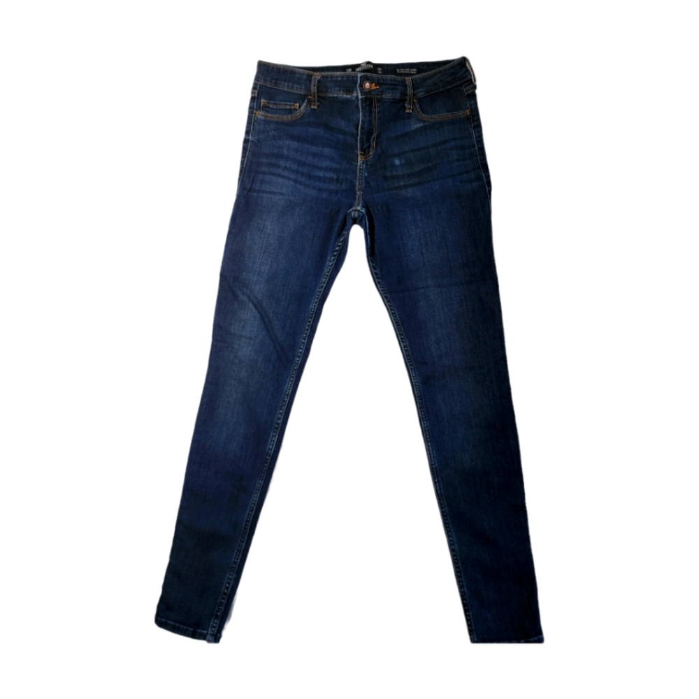 Hollister Women's Dark Blue Mid-Rise Super Skinny Jeans